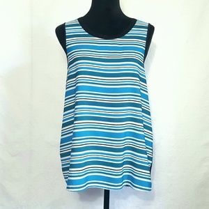 Trouve Blue Black Stripe Sleeveless Top